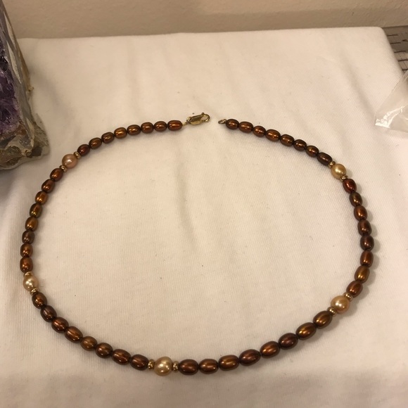 One of a Kind Freshwater Pearl & Gold Necklace - Picture 5 of 7